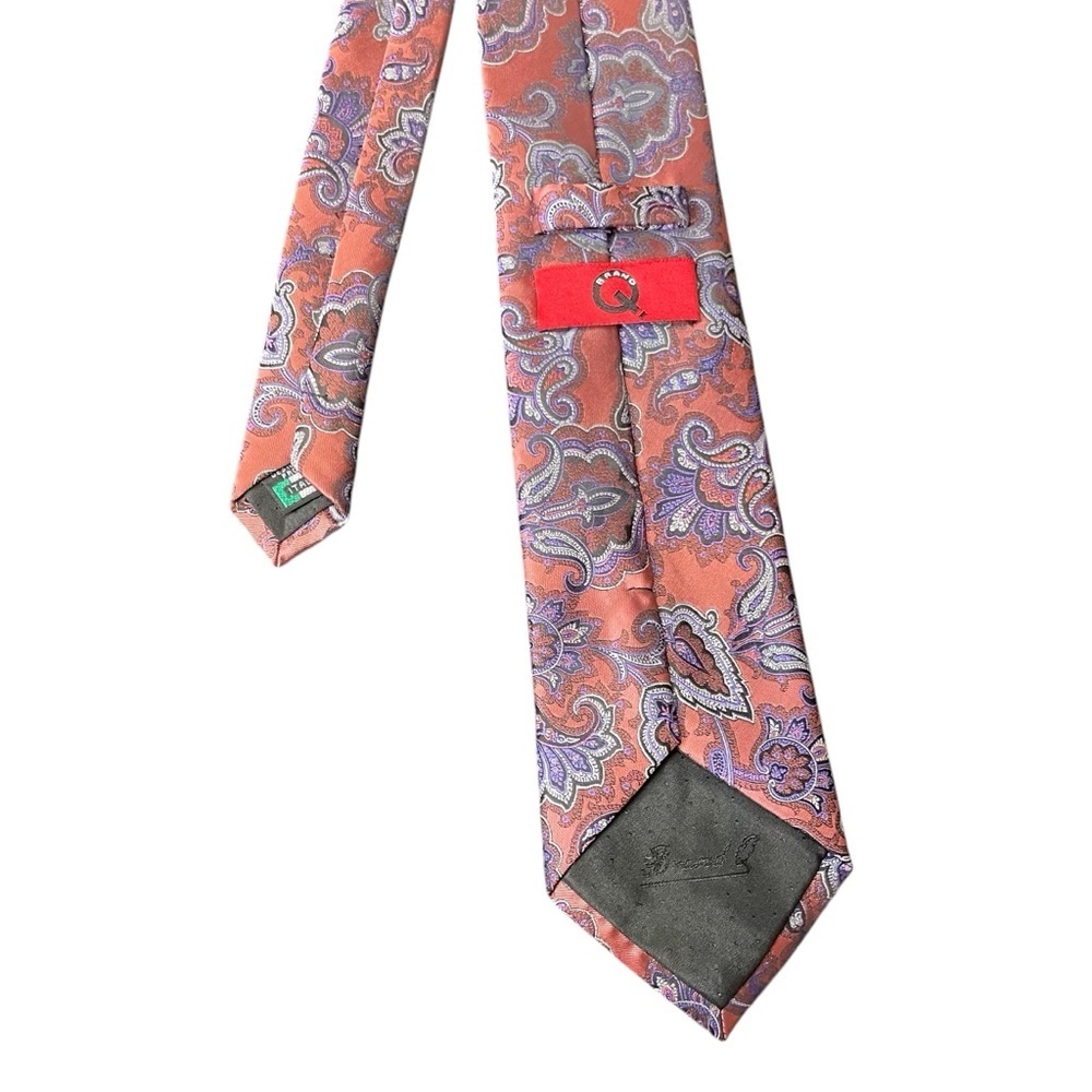 Brand Q Pink Purple Paisley Neck Tie Microfiber Career Office Easter Business‎ - Picture 6 of 9